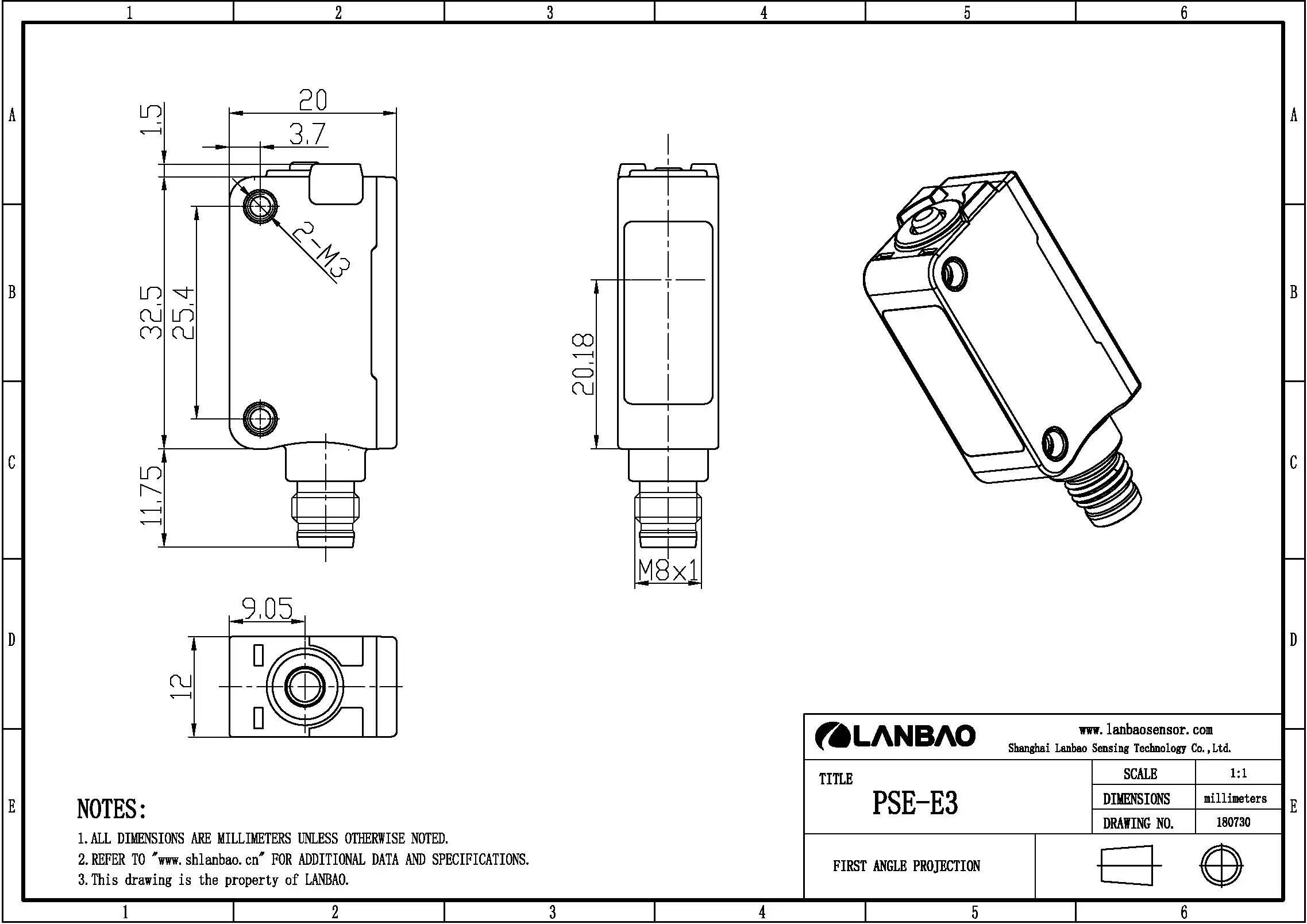 фото Оптический датчик LANBAO PSE-PM3DPBR-E3 Air-po.ru Промоборудование