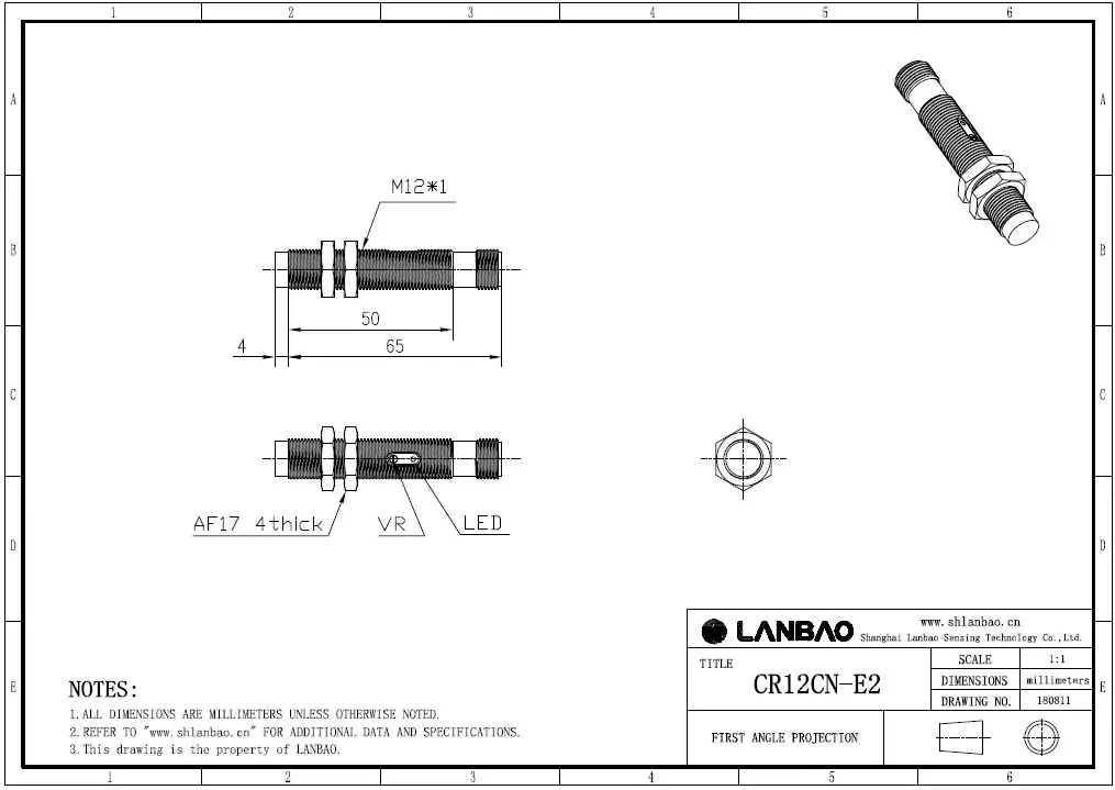 фото Емкостной датчик LANBAO CR12CN04DPO-E2 Air-po.ru Промоборудование