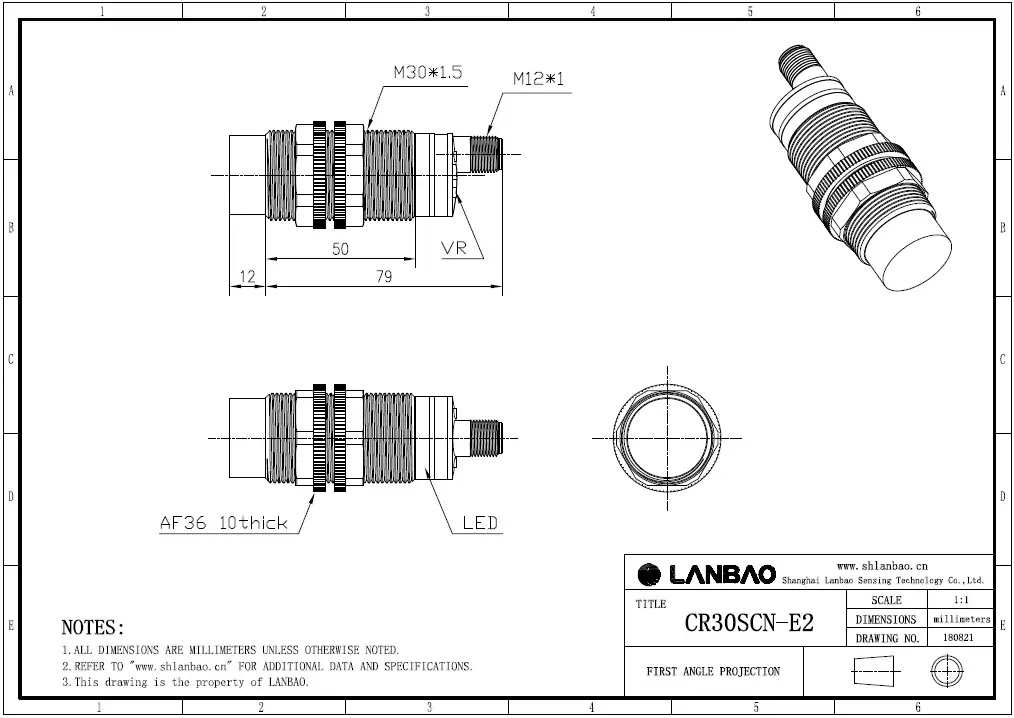 фото Емкостной датчик LANBAO CR30SCN15DPC-E2 Air-po.ru Промоборудование